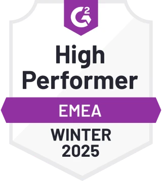 G2 High Performer badge — Event Management Platforms, EMEA, Winter 2025