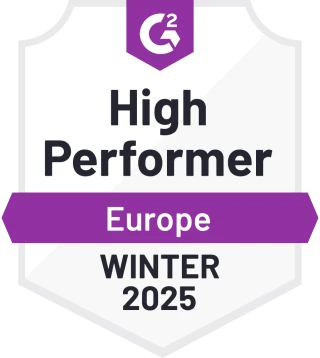 G2 High Performer badge — Virtual Event Platforms, Europe, Winter 2025