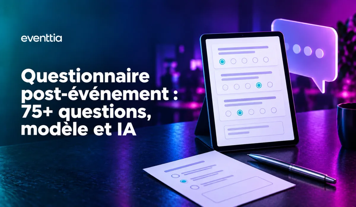 Questionnaire post-événement : 75+ questions, modèle et IA