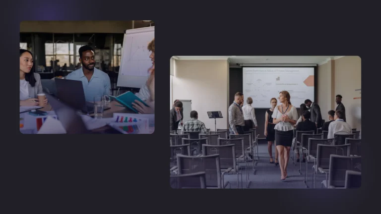 define-goals-corporate-events – Eventtia bureau avec cahiers, tasse à café, stylos et ordinateur