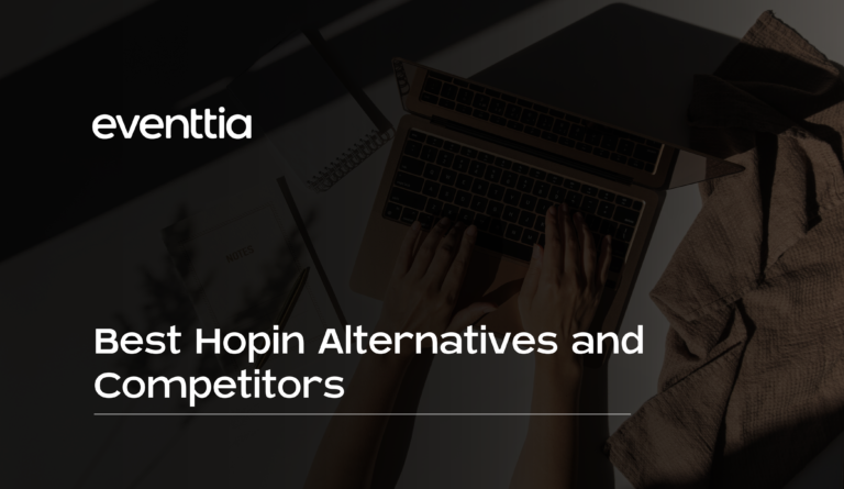 human hands typing laptop best hopin alternatives and competitors