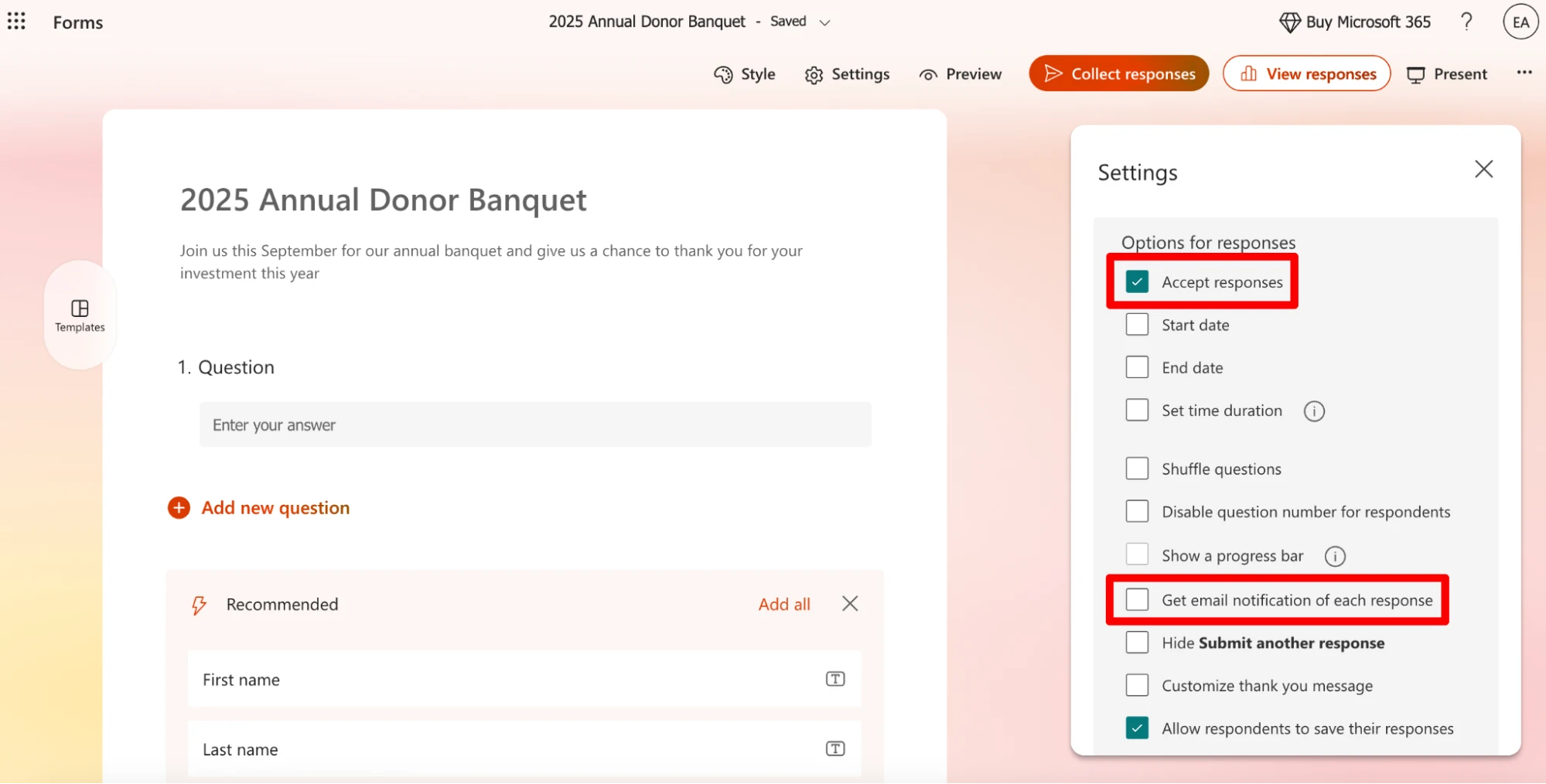 Microsoft Forms for Event Registration