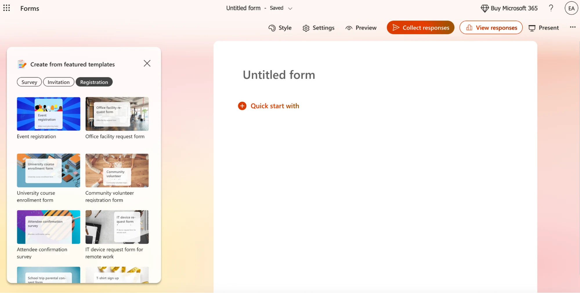 Microsoft Forms for Event Registration