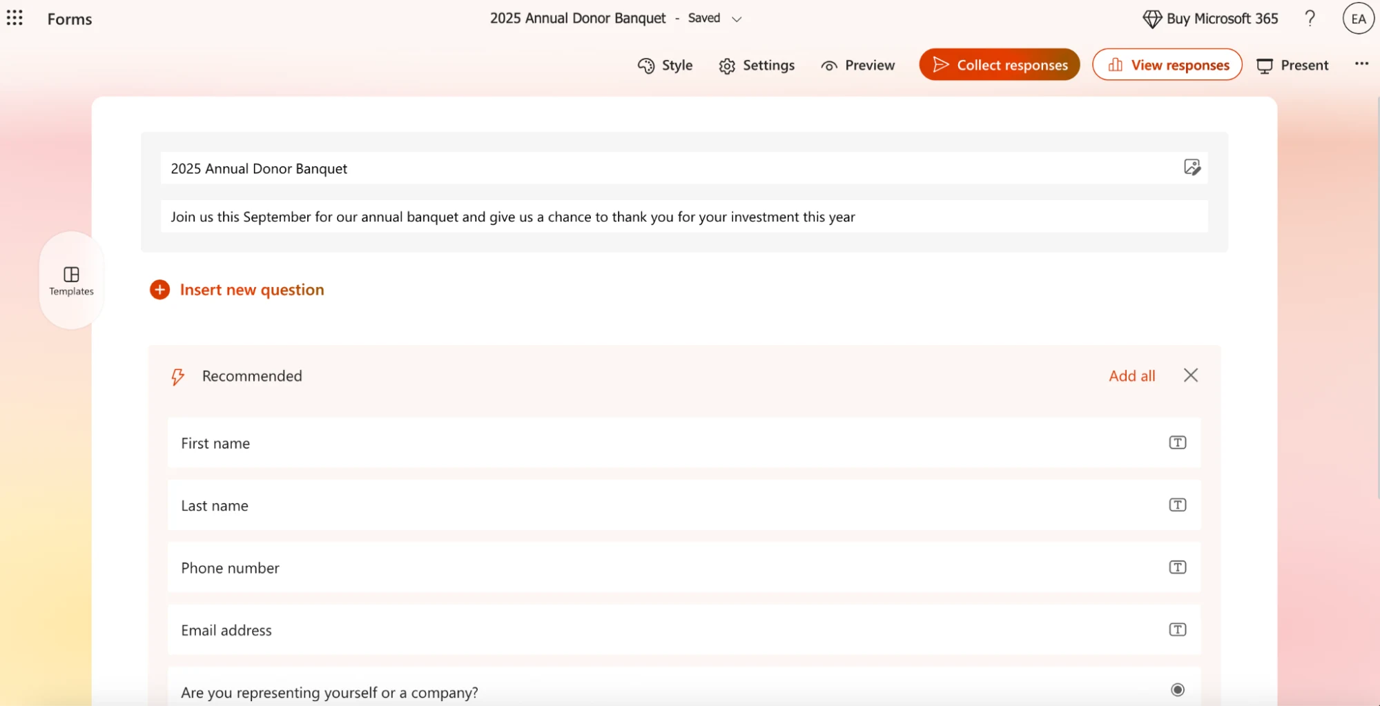 Microsoft Forms for Event Registration