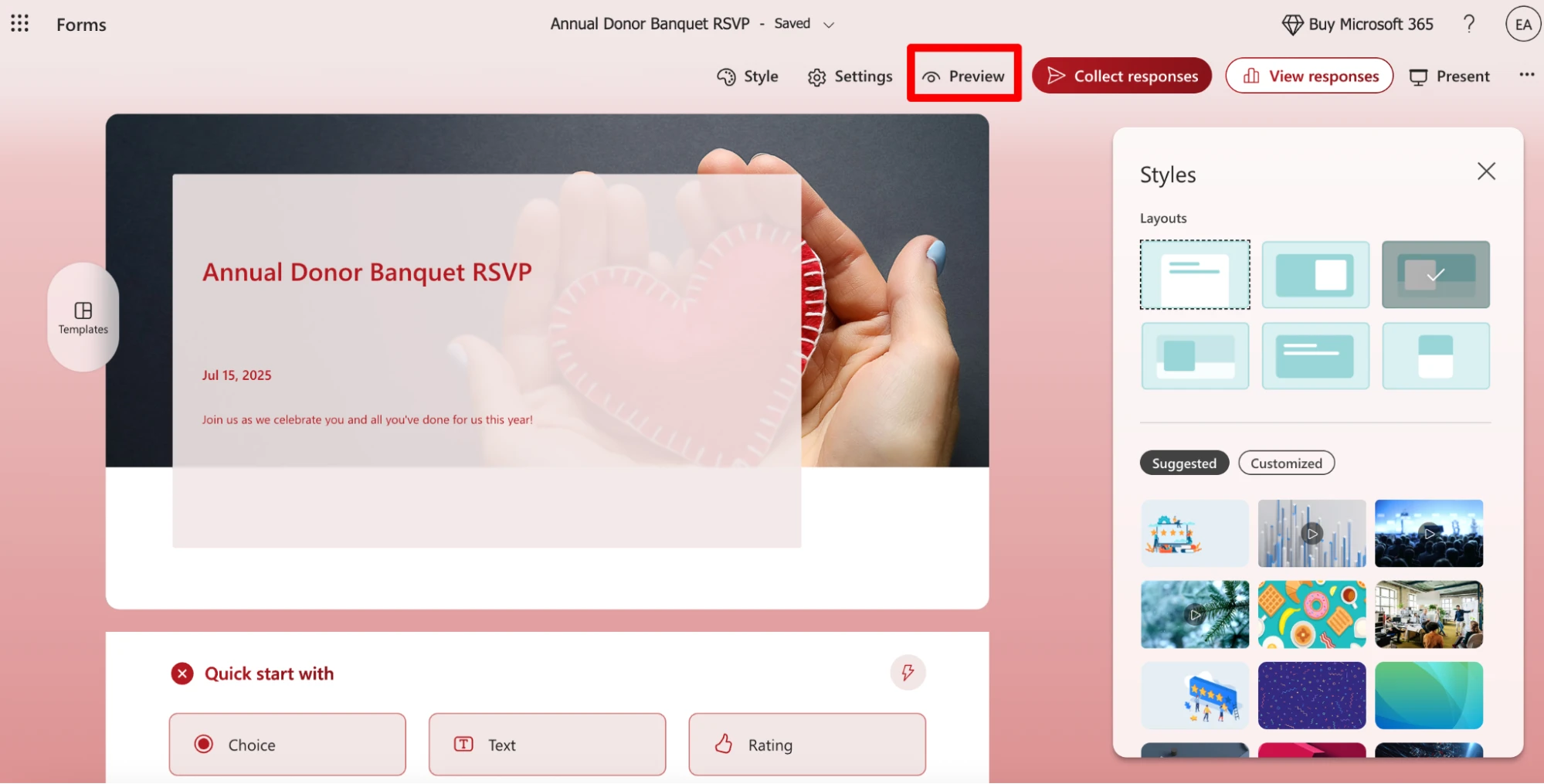 Microsoft Forms for Event Registration